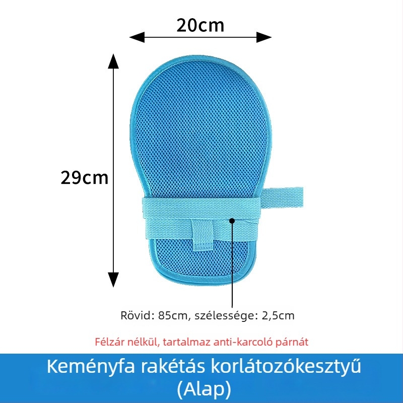 Ágyhoz kötött idős személyeknek készülő korlátozó kesztyűk, hálós poliészter anyag, bélés pamut, meleg, porvédett, vágásálló