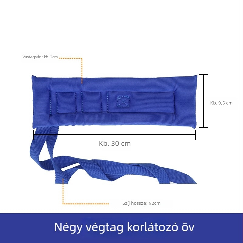 Ágyhoz kötött idős személyeknek készülő korlátozó kesztyűk, hálós poliészter anyag, bélés pamut, meleg, porvédett, vágásálló