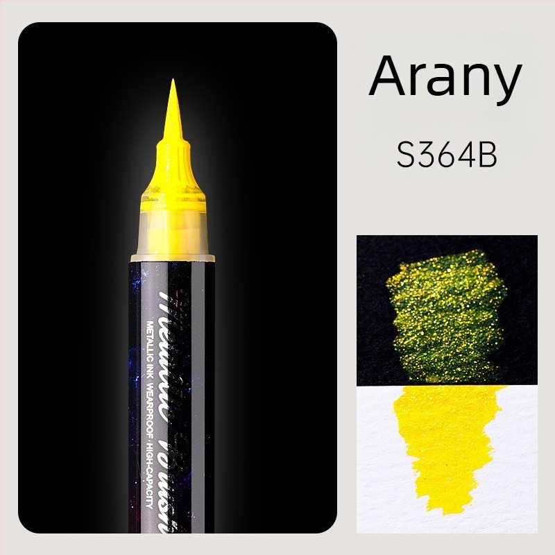 Kétoldalas akril glitter marker puha végű akvarell tollal, kerek fejű, nem törölhető, diákoknak és naplóírásra