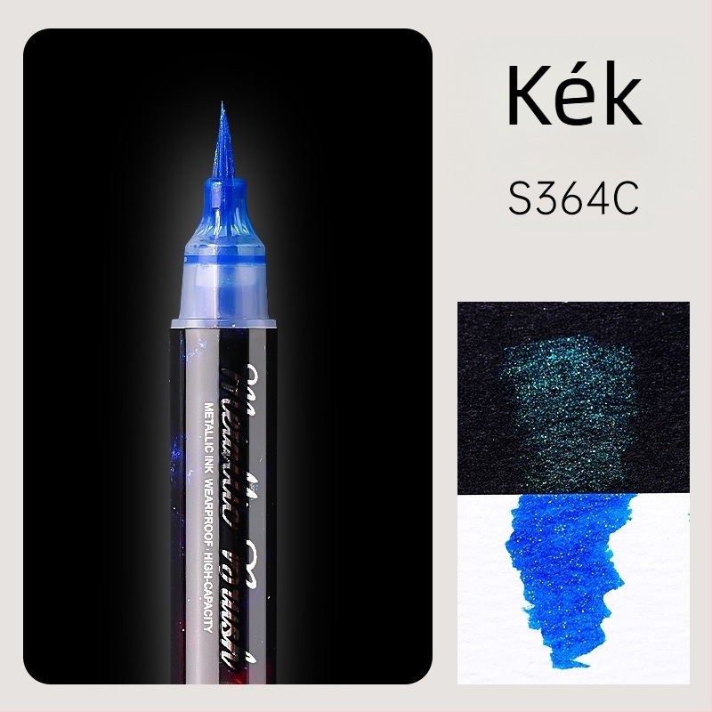 Kétoldalas akril glitter marker puha végű akvarell tollal, kerek fejű, nem törölhető, diákoknak és naplóírásra