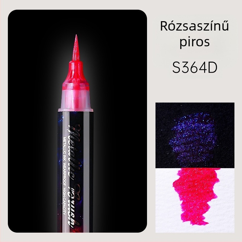 Kétoldalas akril glitter marker puha végű akvarell tollal, kerek fejű, nem törölhető, diákoknak és naplóírásra