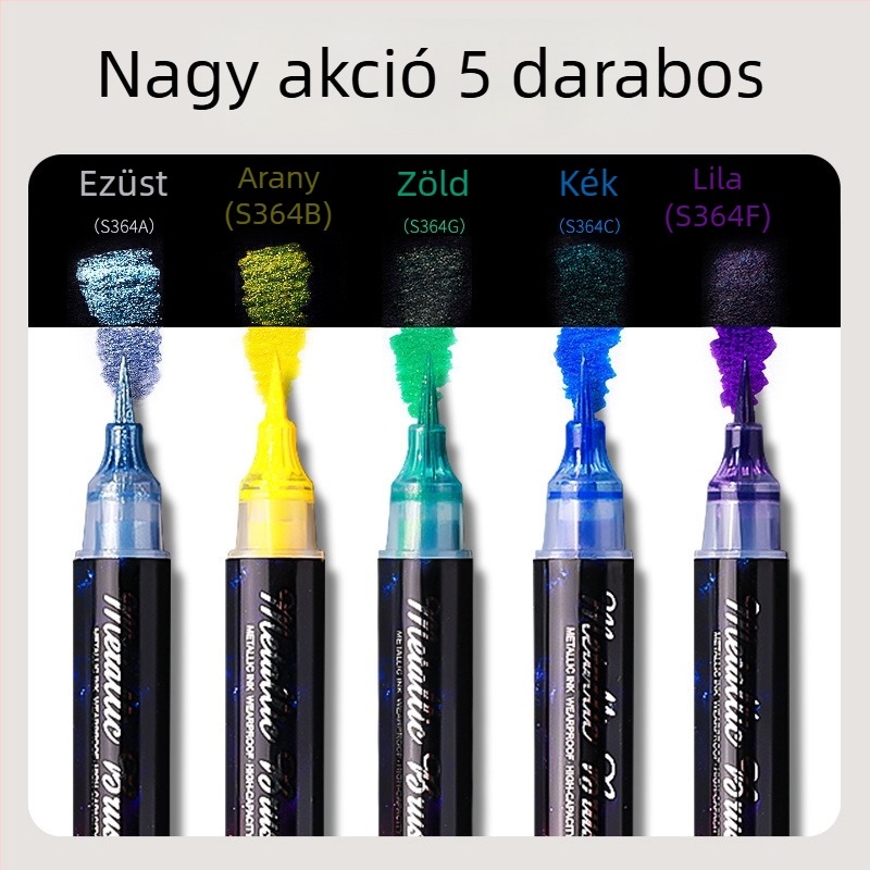 Kétoldalas akril glitter marker puha végű akvarell tollal, kerek fejű, nem törölhető, diákoknak és naplóírásra