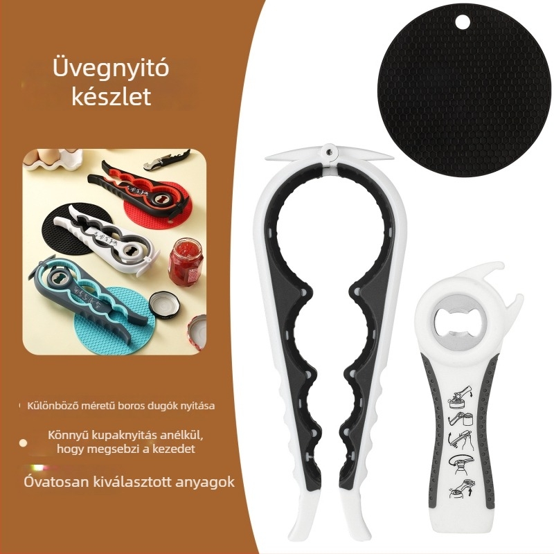 Többfunkciós palack- és konzervnyitó készlet, hordozható, különböző típusú konzervhez