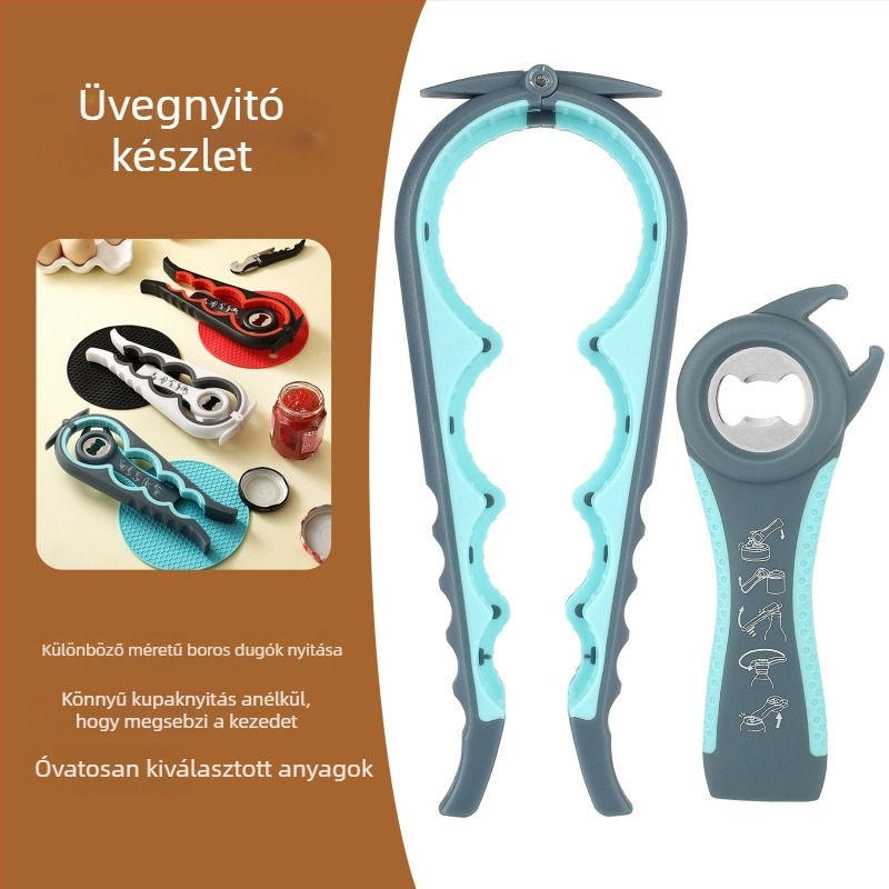 Többfunkciós palack- és konzervnyitó készlet, hordozható, különböző típusú konzervhez