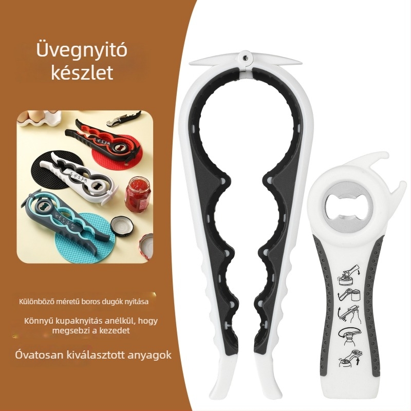 Többfunkciós palack- és konzervnyitó készlet, hordozható, különböző típusú konzervhez