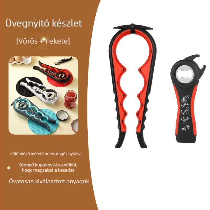 Többfunkciós palack- és konzervnyitó készlet, hordozható, különböző típusú konzervhez