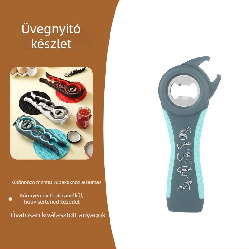 Többfunkciós palack- és konzervnyitó készlet, hordozható, különböző típusú konzervhez