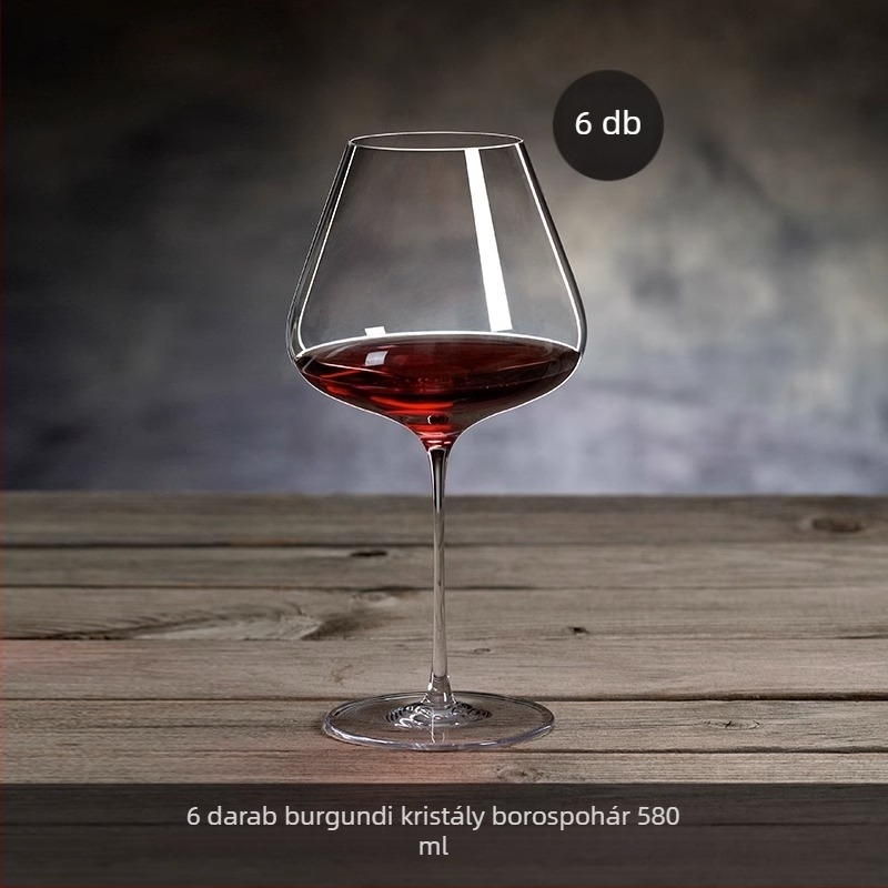 Burgundiai boros pohárkészlet – kristályüveg, könnyű luxus stílus, 48 darabos tálcával