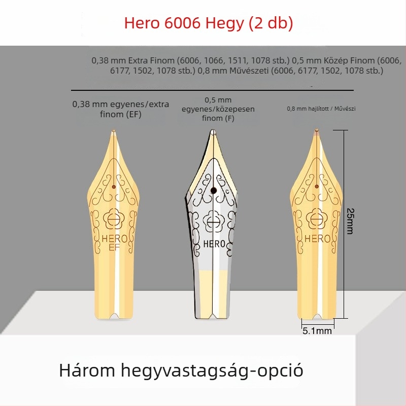 Hero tollhegy EF — csere tollhegy, fémből, kompatibil 359, 1060, 1021, 6006; 10 db/csomag
