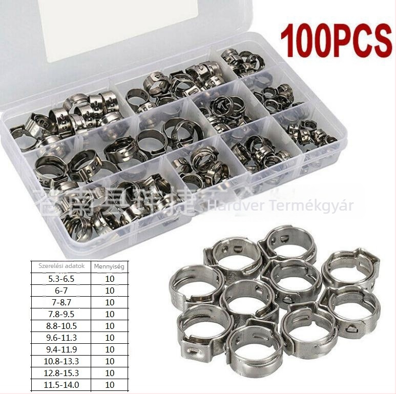 Egyszeres szorító készlet, nominális átmérő 6–28.6 mm, rögzítő átmérő 6–29.6 mm, alkalmazási tartomány 7–21