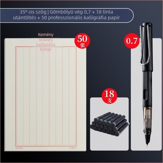 Kaligráfia toll 0.7/0.5 tollhegyekkel, cserélhető tintatartály, forgó tinta felszívás, műanyag test, modell gb0049