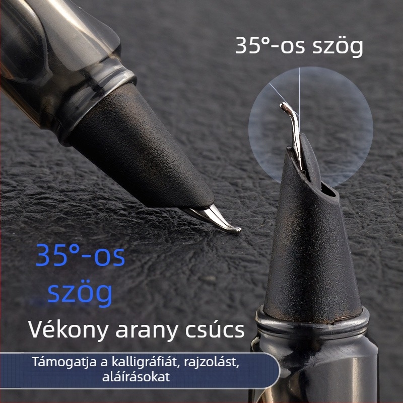 Kaligráfia toll 0.7/0.5 tollhegyekkel, cserélhető tintatartály, forgó tinta felszívás, műanyag test, modell gb0049