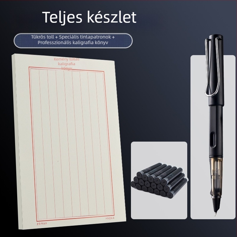 Kaligráfia toll 0.7/0.5 tollhegyekkel, cserélhető tintatartály, forgó tinta felszívás, műanyag test, modell gb0049