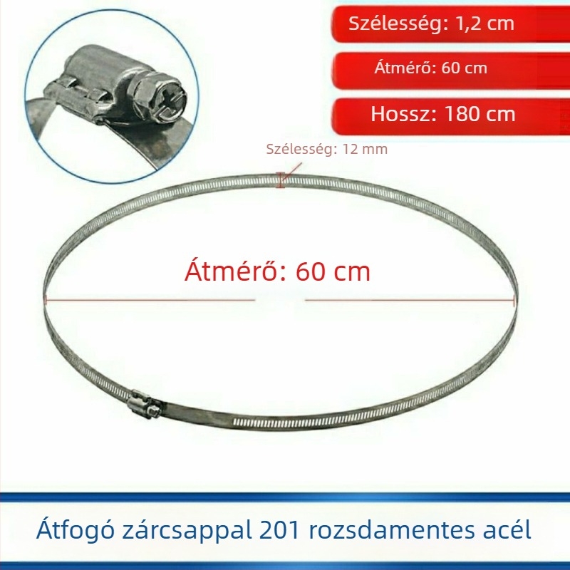 304 rozsdamentes acél cső- és kábelcsatoló gyűrű, zárható a víz- és gázvezetékekhez