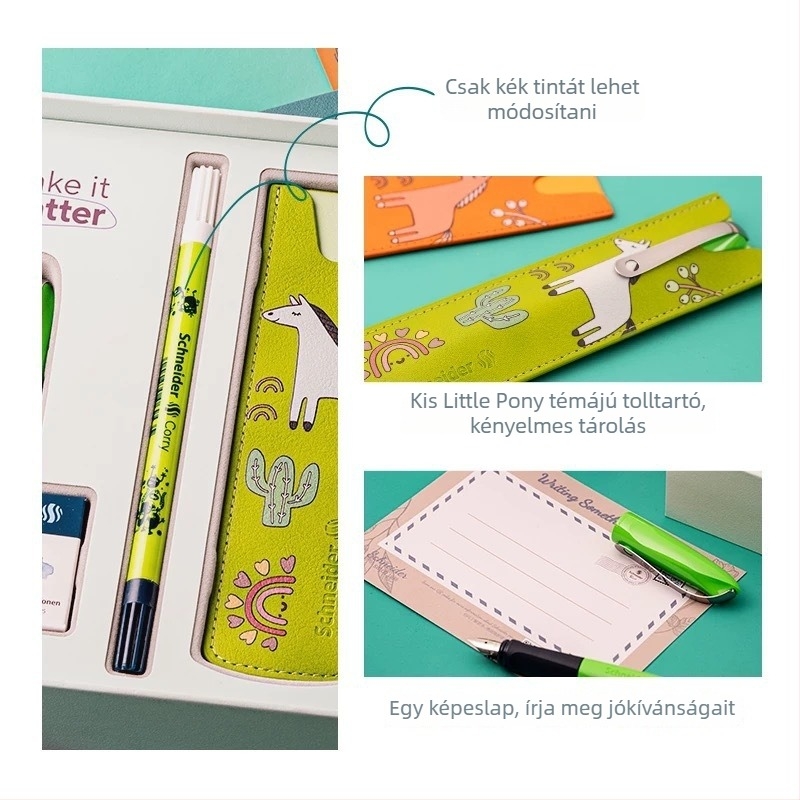 Schneider Toll – modell Lucky Pony, ajándék dobozban, 0,35 mm hegy, iridium tollhegy, cserélhető tinta-tartály