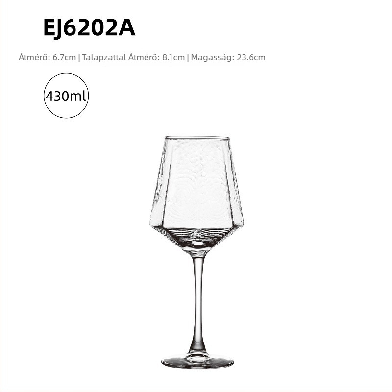 Vörösboros pohár Nordic stílusú, üveg, nyomtatott logó, testreszabás elérhető, prémium minőség