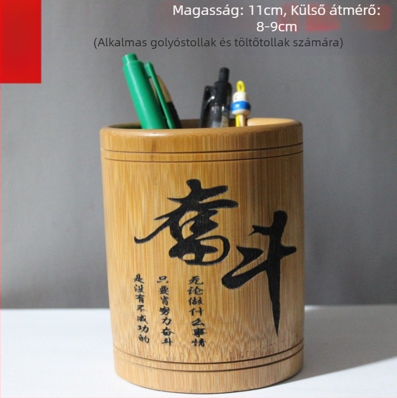 Bambusz tolltartó, kerek alakú, nyomtatott logó, testreszabás elérhető, licencelt magáncímke