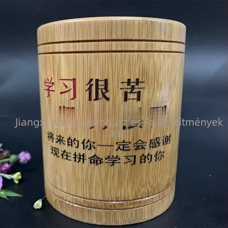 Bambusz tolltartó, kerek alakú, nyomtatott logó, testreszabás elérhető, licencelt magáncímke