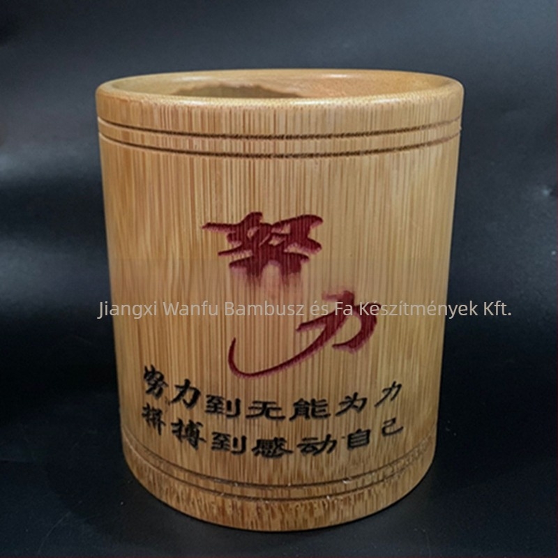 Bambusz tolltartó, kerek alakú, nyomtatott logó, testreszabás elérhető, licencelt magáncímke