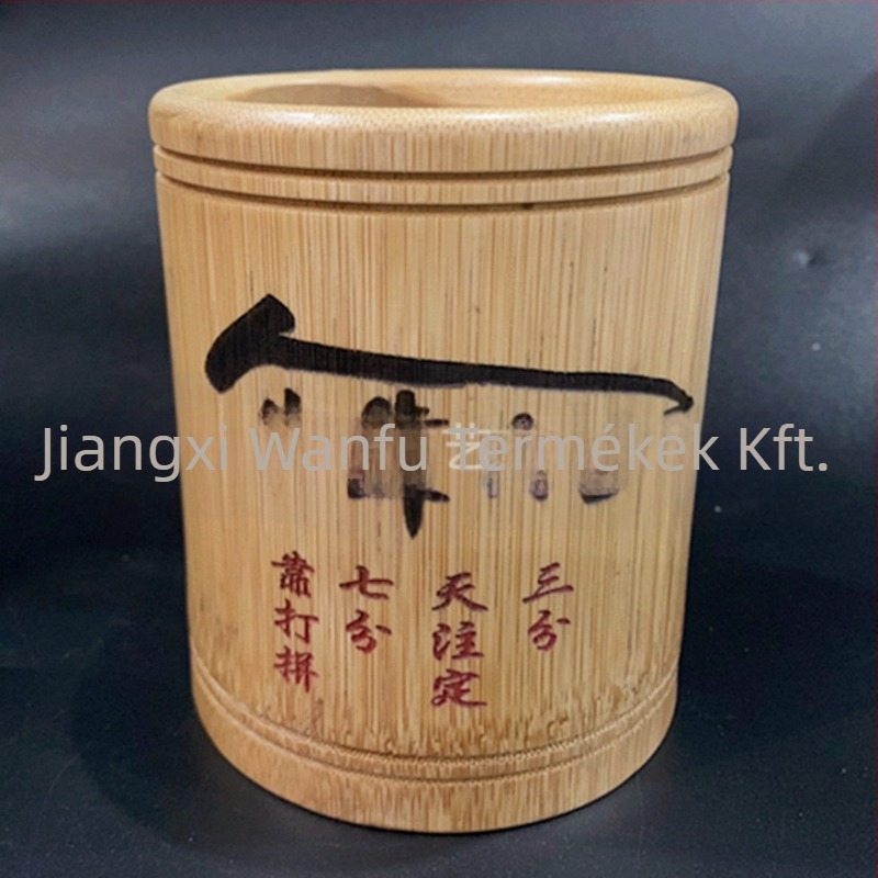 Bambusz tolltartó, kerek alakú, nyomtatott logó, testreszabás elérhető, licencelt magáncímke