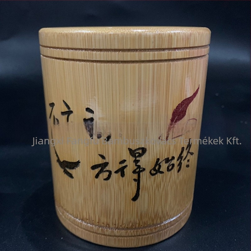 Bambusz tolltartó, kerek alakú, nyomtatott logó, testreszabás elérhető, licencelt magáncímke