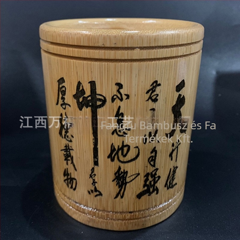 Bambusz tolltartó, kerek alakú, nyomtatott logó, testreszabás elérhető, licencelt magáncímke