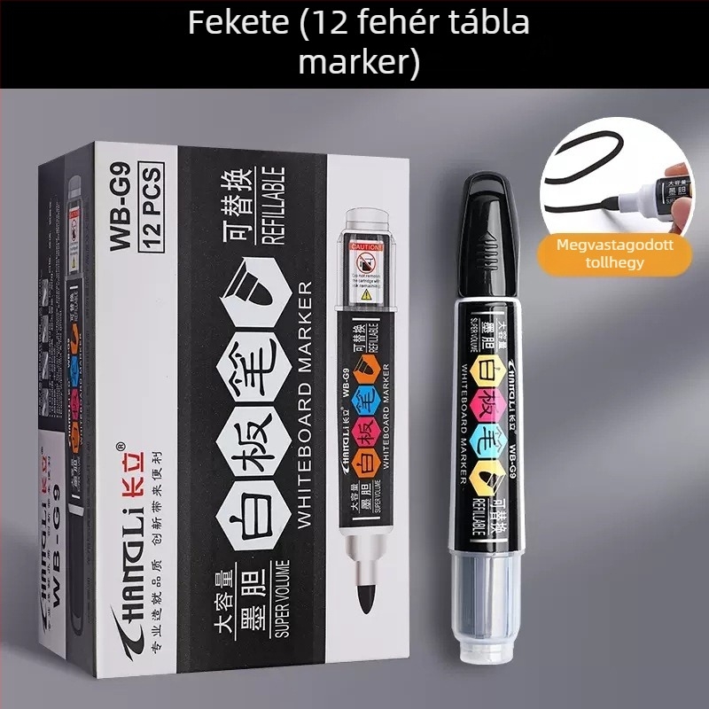 Fehértáblához csere tintaszacskó, modell WB-G9, 12 db/doboz, műanyag burkolat, vonalvastagság 1–2 mm, irodai használatra