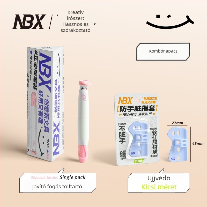 NBX Tollfogó gyerekeknek – testtartás javítása, tollhüvely silikon+ABS, dobozos készlet