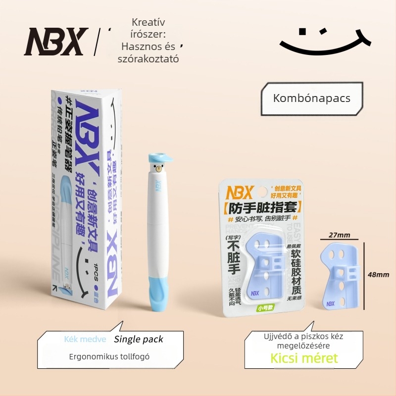 NBX Tollfogó gyerekeknek – testtartás javítása, tollhüvely silikon+ABS, dobozos készlet