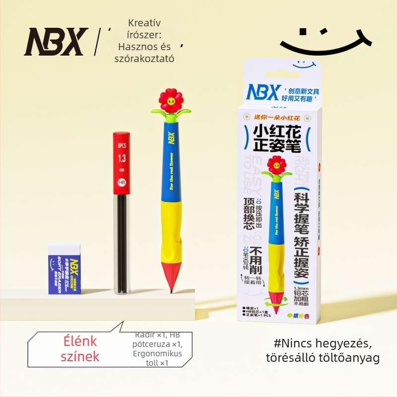 NBX Tollfogó gyerekeknek – testtartás javítása, tollhüvely silikon+ABS, dobozos készlet