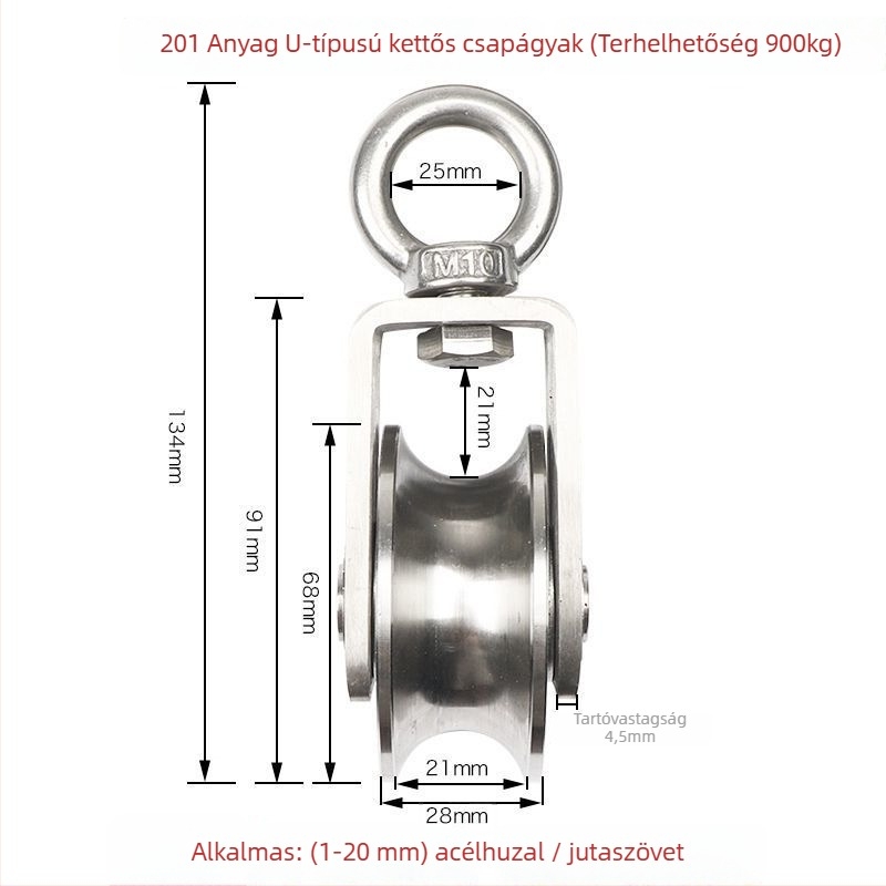 Rozsdamentes acélból készült görgő- és csapágykészlet, emelőgyűrű, drótkötelekészlet, fix görgő és sínkerekek — Lu ying