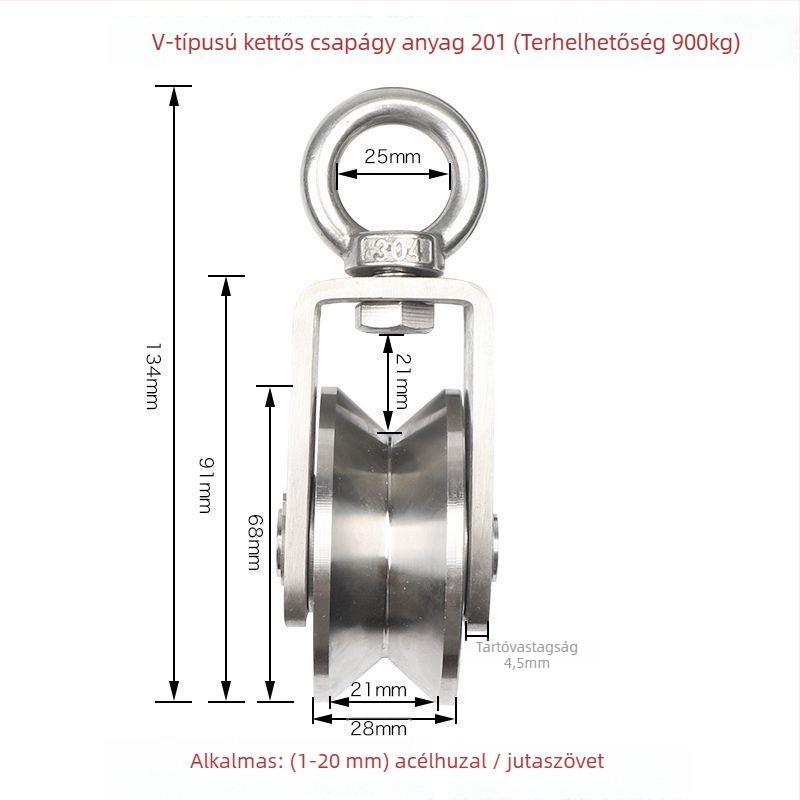 Rozsdamentes acélból készült görgő- és csapágykészlet, emelőgyűrű, drótkötelekészlet, fix görgő és sínkerekek — Lu ying