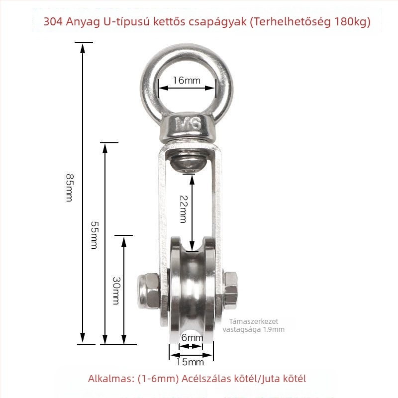 Rozsdamentes acélból készült görgő- és csapágykészlet, emelőgyűrű, drótkötelekészlet, fix görgő és sínkerekek — Lu ying