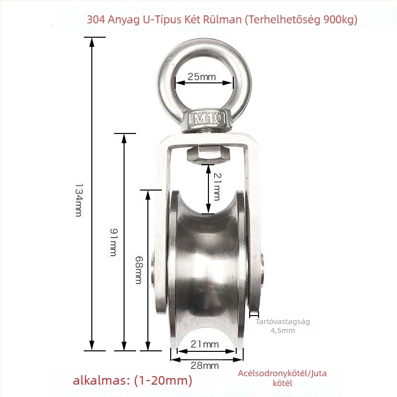 Rozsdamentes acélból készült görgő- és csapágykészlet, emelőgyűrű, drótkötelekészlet, fix görgő és sínkerekek — Lu ying