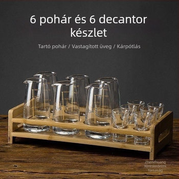Dekantőrrel ellátott bor készlet mérő skálával, kis poharakkal és ajándékdobozzal — új kínai stílusban