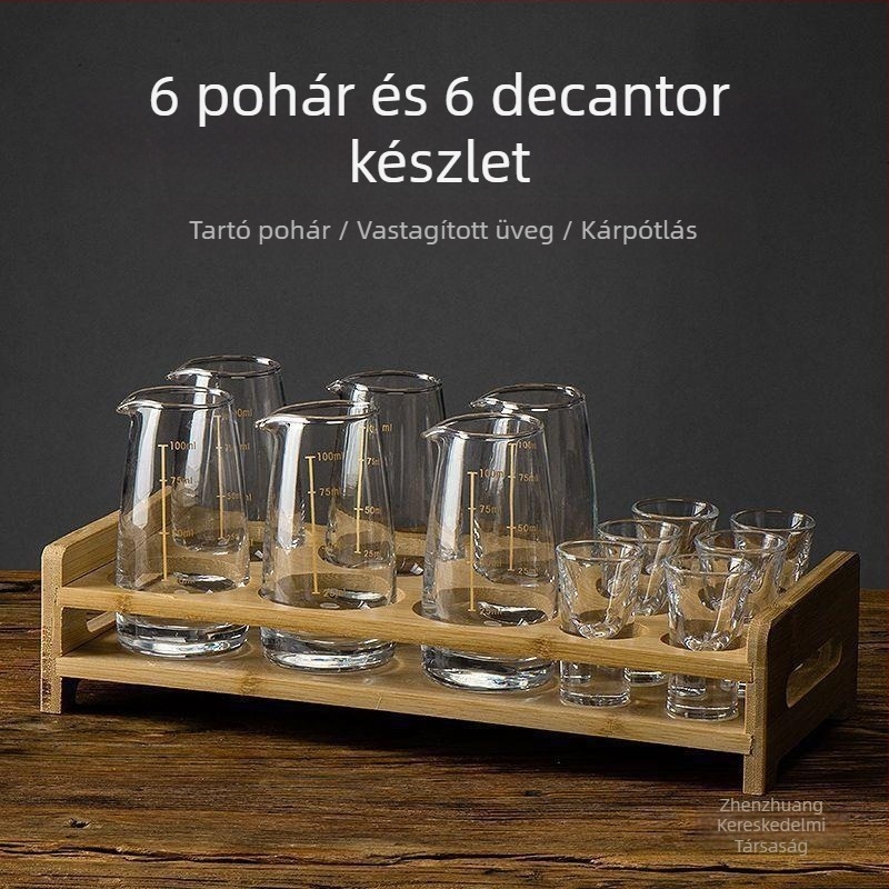 Dekantőrrel ellátott bor készlet mérő skálával, kis poharakkal és ajándékdobozzal — új kínai stílusban