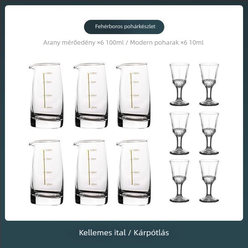 Dekantőrrel ellátott bor készlet mérő skálával, kis poharakkal és ajándékdobozzal — új kínai stílusban