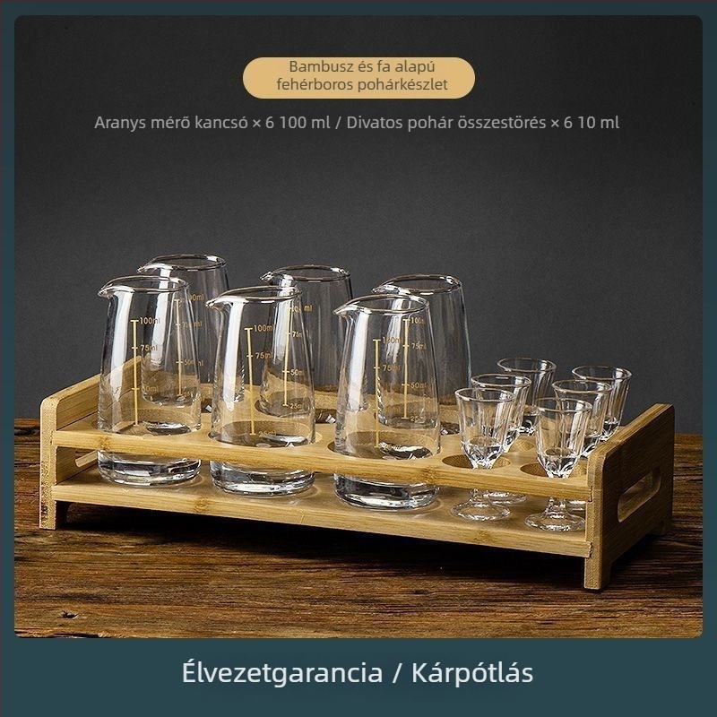 Dekantőrrel ellátott bor készlet mérő skálával, kis poharakkal és ajándékdobozzal — új kínai stílusban