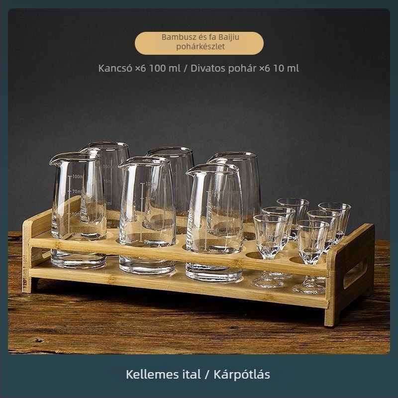 Dekantőrrel ellátott bor készlet mérő skálával, kis poharakkal és ajándékdobozzal — új kínai stílusban