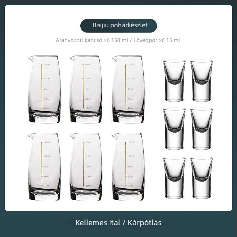 Dekantőrrel ellátott bor készlet mérő skálával, kis poharakkal és ajándékdobozzal — új kínai stílusban