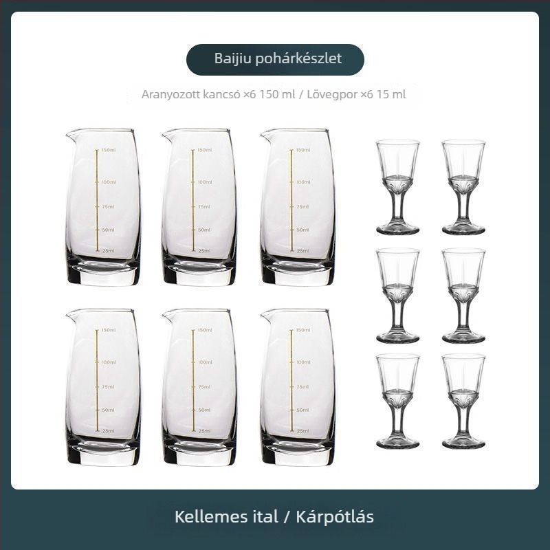 Dekantőrrel ellátott bor készlet mérő skálával, kis poharakkal és ajándékdobozzal — új kínai stílusban