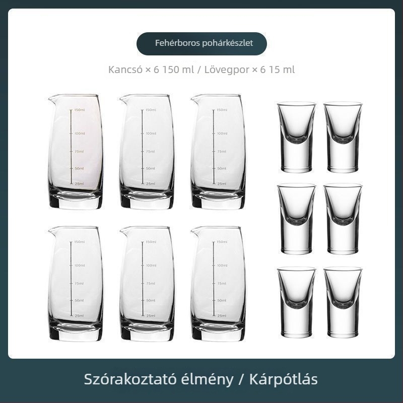 Dekantőrrel ellátott bor készlet mérő skálával, kis poharakkal és ajándékdobozzal — új kínai stílusban