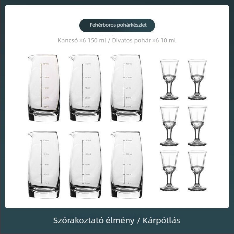 Dekantőrrel ellátott bor készlet mérő skálával, kis poharakkal és ajándékdobozzal — új kínai stílusban