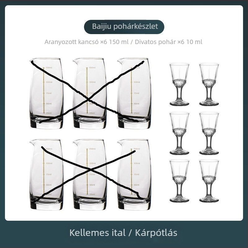 Dekantőrrel ellátott bor készlet mérő skálával, kis poharakkal és ajándékdobozzal — új kínai stílusban