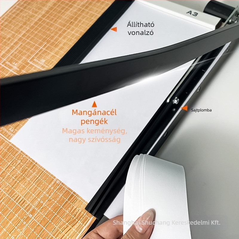 Kézi papírvágó, A3/A4/B5, rozsdamentes acél, irodai és otthoni használatra, fényképekhez és szövegekhez