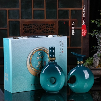 Kerámiából készült borosüveg és tartály, lezárt boros készlet, dekoratív otthoni boros edény, Yishan márka, Új kínai stílus, egységcsomagolás