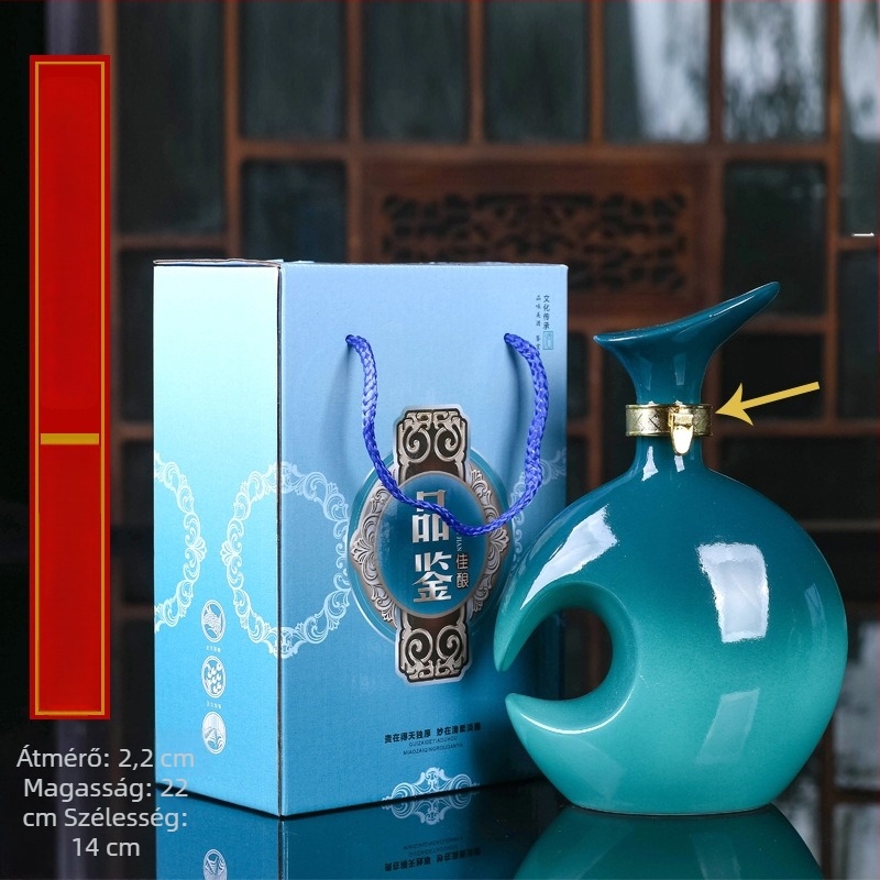 Kerámiából készült borosüveg és tartály, lezárt boros készlet, dekoratív otthoni boros edény, Yishan márka, Új kínai stílus, egységcsomagolás