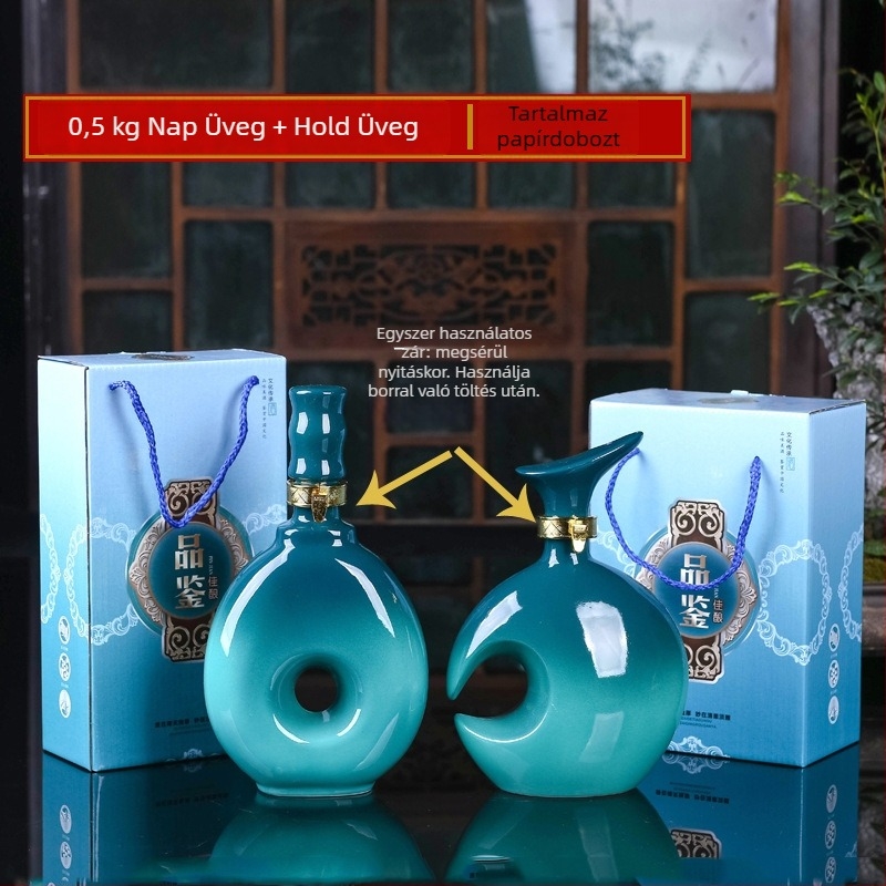 Kerámiából készült borosüveg és tartály, lezárt boros készlet, dekoratív otthoni boros edény, Yishan márka, Új kínai stílus, egységcsomagolás