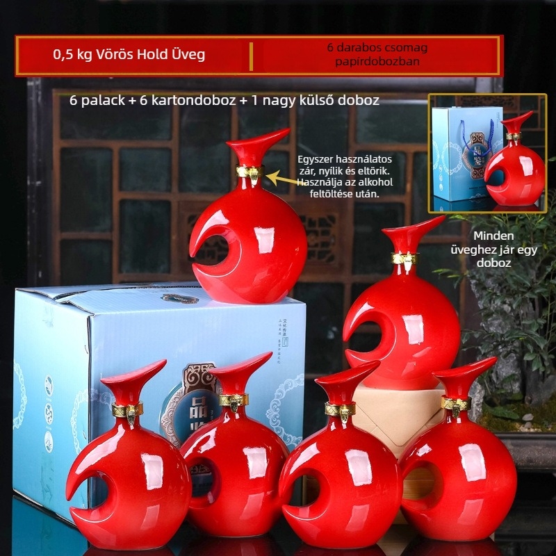 Kerámiából készült borosüveg és tartály, lezárt boros készlet, dekoratív otthoni boros edény, Yishan márka, Új kínai stílus, egységcsomagolás