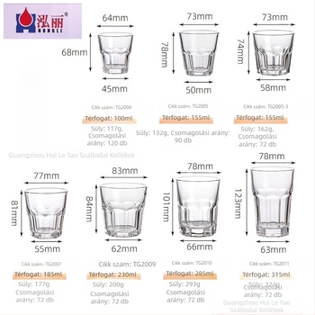 Nyolcszögletű edzett üvegpohár éttermi használatra, minimalistikus stílus, készlet 10+ darab